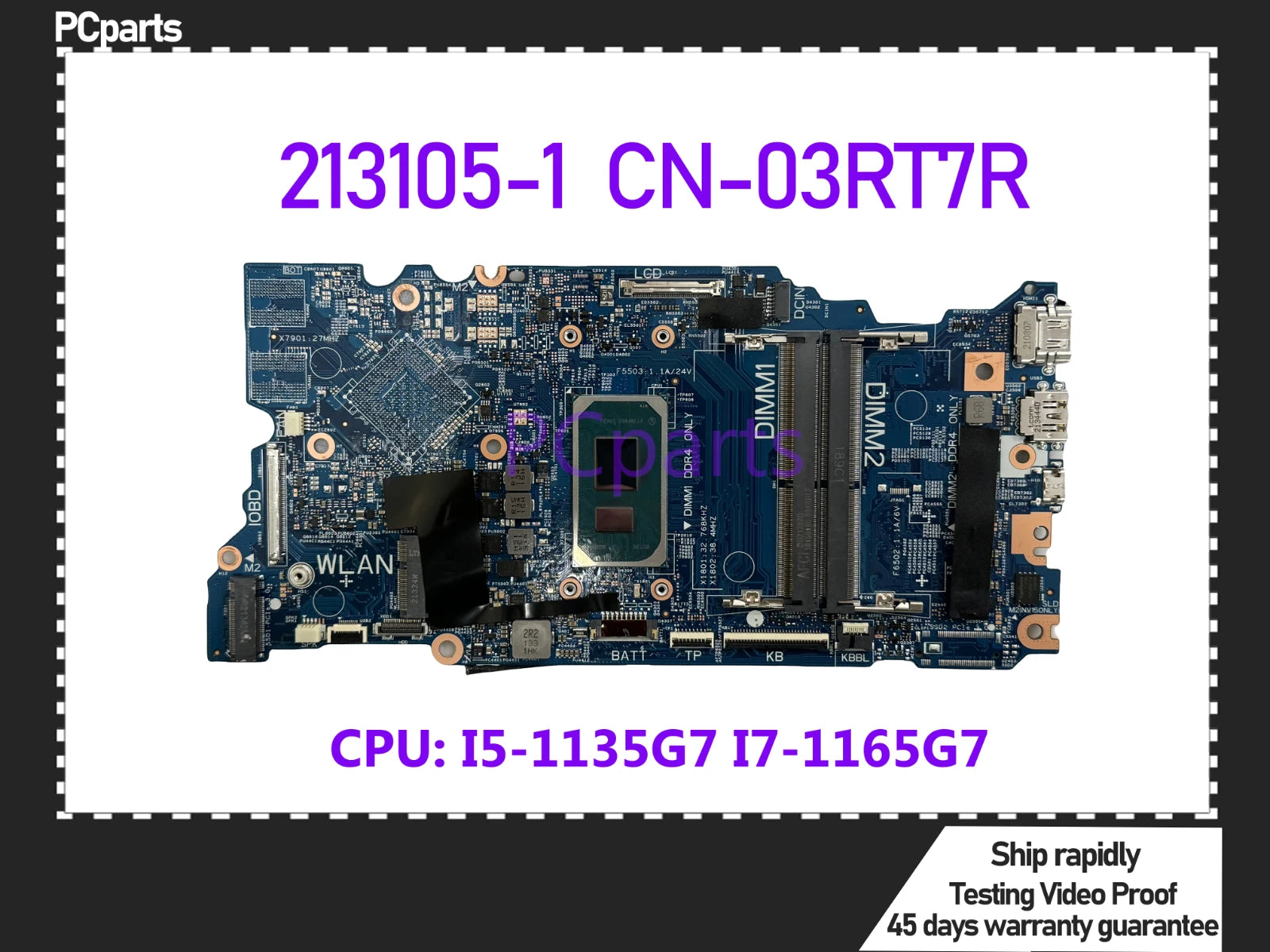 213105 PCparts CN-03RT7R For DELL Latitude 3420 Laptop Motherboard 213105-1 I ...