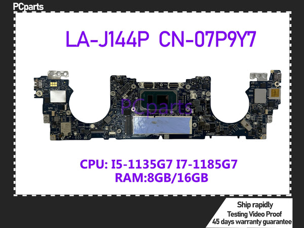 PCparts CN-07P9Y7 For DELL XPS 9310 Laptop Motherboard GDA31 LA-J144P I5-1135G7 I7-1185G7 CPU 8GB/16GB RAM Mainboard MB Tested