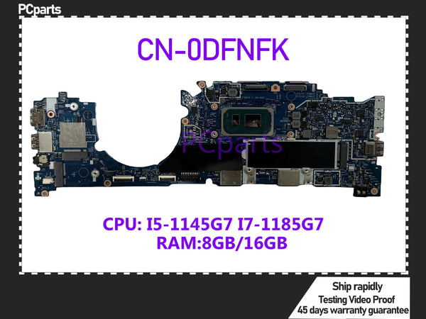 PCparts CN-0DFNFK For DELL Latitude 5320 Laptop Motherboard 19817-1 I5-1145G7 I7-1185G7 CPU 8GB/16GB RAM Mainboard MB Tested