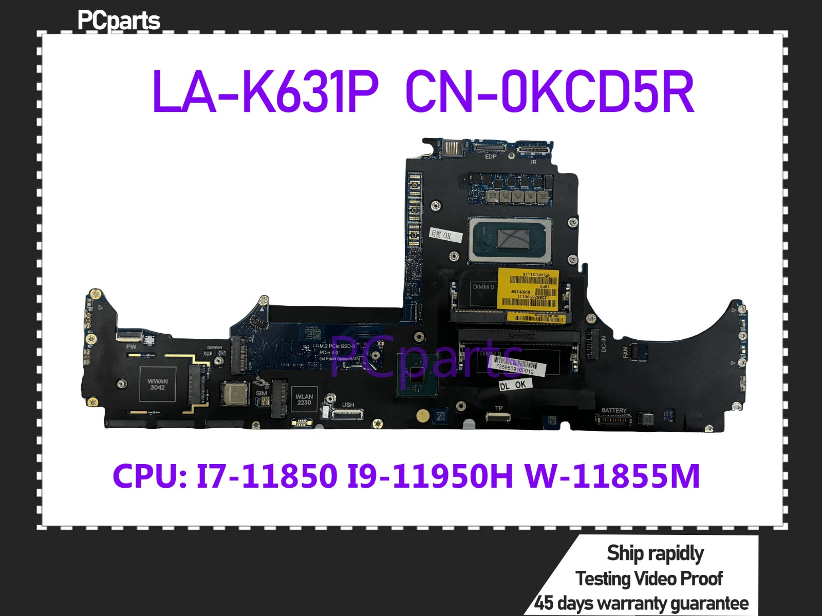 PCparts CN-0KCD5R For DELL Precision 7560 7760 Laptop Motherboard LA-K – StoneTaskin