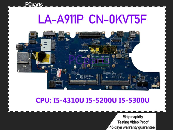 PCparts CN-0KVT5F For DELL Latitude 5550 E5550 Laptop Motherboard ZAM80 LA-A911P I5-5200U I5-5300U I5-4310U CPU Mainboard