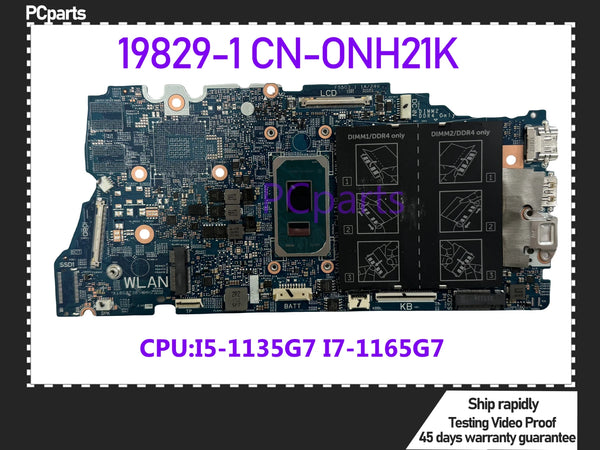 PCparts CN-0NH21K For DELL Inspiron 7706  Laptop Motherboard 19829-1 I5-1135G7 I7-1165G7 CPU SRK05 Mainboard MB 100% Tested