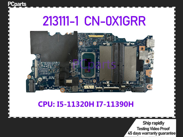 PCparts CN-0X1GRR 0KH8YF For DELL Vostro 5510 Laptop Motherboard 213111-1 I5-11320H I7-11390H CPU DDR4 Mainboard MB 100% Tested