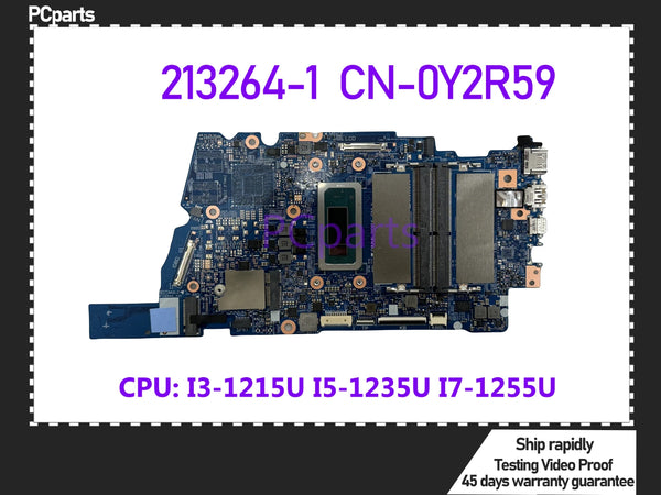 PCparts CN-0Y2R59 For DELL Inspiron 5620 Laptop Motherboard 213264-1 I3-1215U I5-1235U I7-1255U CPU DDR4 Mainboard MB Tested