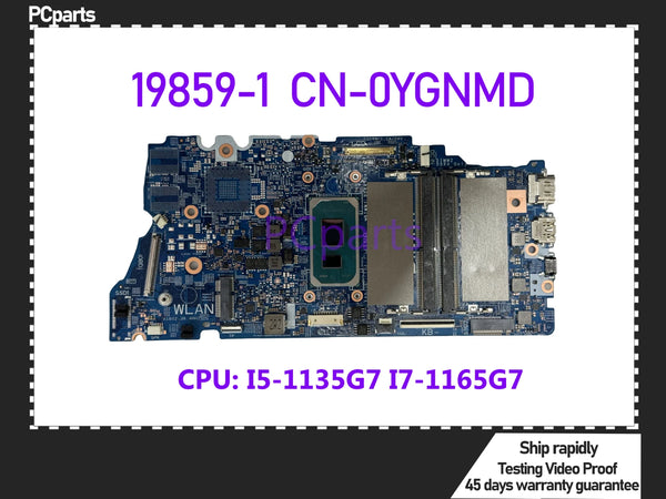 PCparts CN-0YGNMD For DELL Inspiron 7506 Laptop Motherboard 19859-1 I5-1135G7 I7-1165G7 CPU DDR4 Mainboard MB Tested