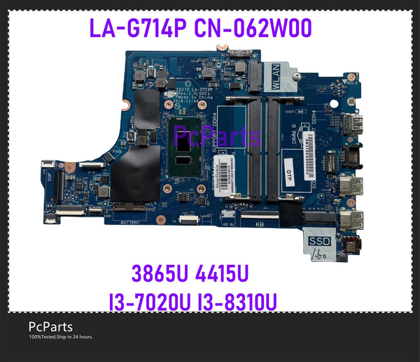 PCparts EDI72 LA-G714P For Dell Vostro 3481 3581 3584 3781 Laptop Motherboard CN-062W00 3865U 4415U I3-7020U I3-8310U DDR4