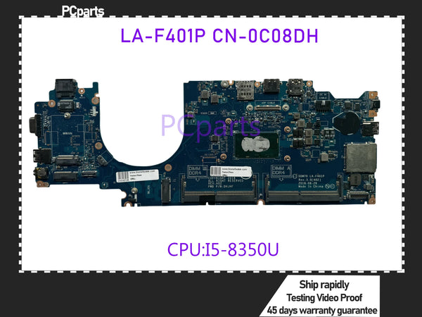 PCparts Free Shipping CN-0C08DH For Dell Latitude 5490 Laptop Motherboard DDM70 LA-F401P CPU I5-8350U DDR4 Mainboard 100% Tested