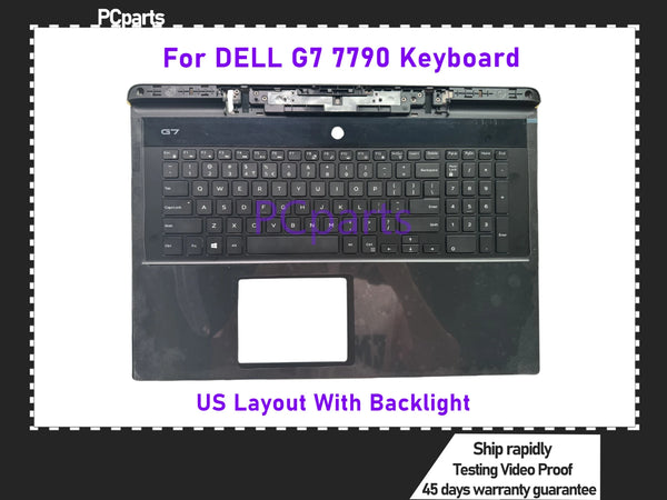 PCparts Genuine US Laptop Keyboard CN-06WFHN For DELL G7 7790 Palmrest Keyboard Top Cover With Backlit Free Shipping 100% Tested