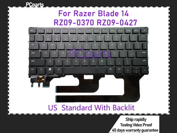 PCparts High Quality Refurbished Laptop Keyboard For Razer Blade 14 2022 RZ09-0427 RZ09-0370 Black KB US Layout With Backlit