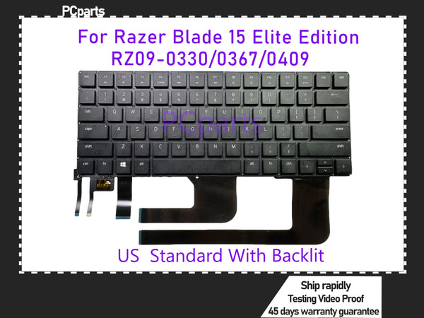 PCparts High Quality Refurbished Laptop Keyboard For Razer Blade 15 2020 2021 RZ09-0330/0367/0409 Black US Layout With Backlit