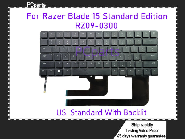 PCparts High Quality Refurbished Laptop Keyboard For Razer Blade 15 Standard Edition 2019 RZ09-0300 Black US Layout With Backlit