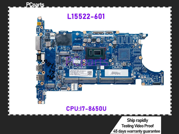 PCparts L15522-601 For HP EliteBook 840 850 G5 Laptop Motherboard I7-8650U CPU DDR4 MB Mainboard 100% Tested