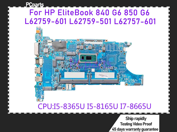 StoneTaskin L62759-601 L62757-601 For HP EliteBook 840 G6 Laptop Motherboard 6050A3044201-MB-A01 I5-8265U I7-8665U I5-8365U MB