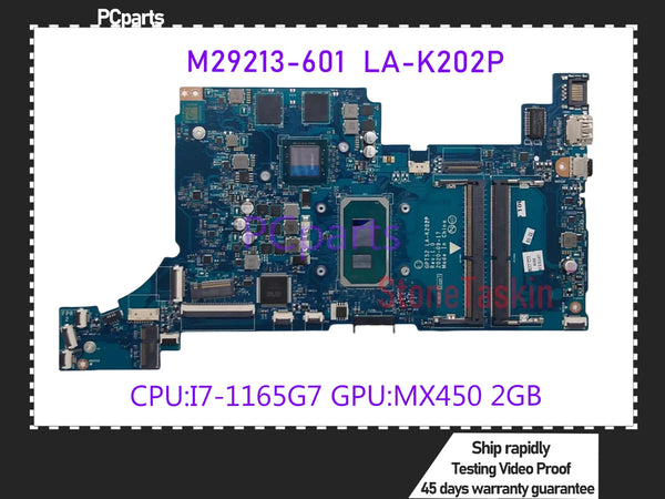 PCparts M29213-601 GPT52 LA-K202P For HP Pavilion 15-DW Laptop Motherboard I7-1165G7 MX450 2GB DDR4 MB Mainboard 100% Tested