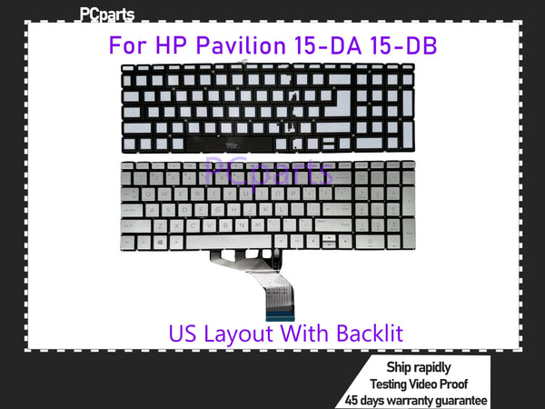 PCparts New Genuine US Laptop Keyboard For HP Pavilion 15-DA 15-DB 15-CS 15-DF 15-CR 17-BY 15-DX 15-DW TPN-C136 With Backlit KB