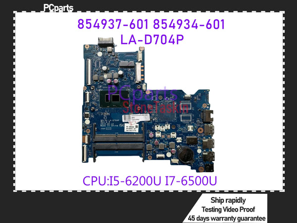PCparts Original 854934-601 854937-601 For HP Pavilion 15-AY Laptop Mainboard CDL50 LA-D704P I5-6200U I7-6500U DDR4 MB Test