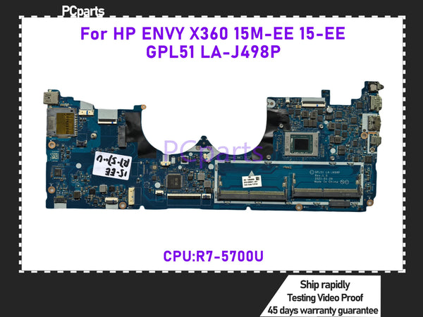 PCparts Original M36931-601 For HP ENVY X360 15-EE 15M-EE Laptop Motherboard GPL51 LA-J498P R7-5700U CPU 100% Tested Mainboard