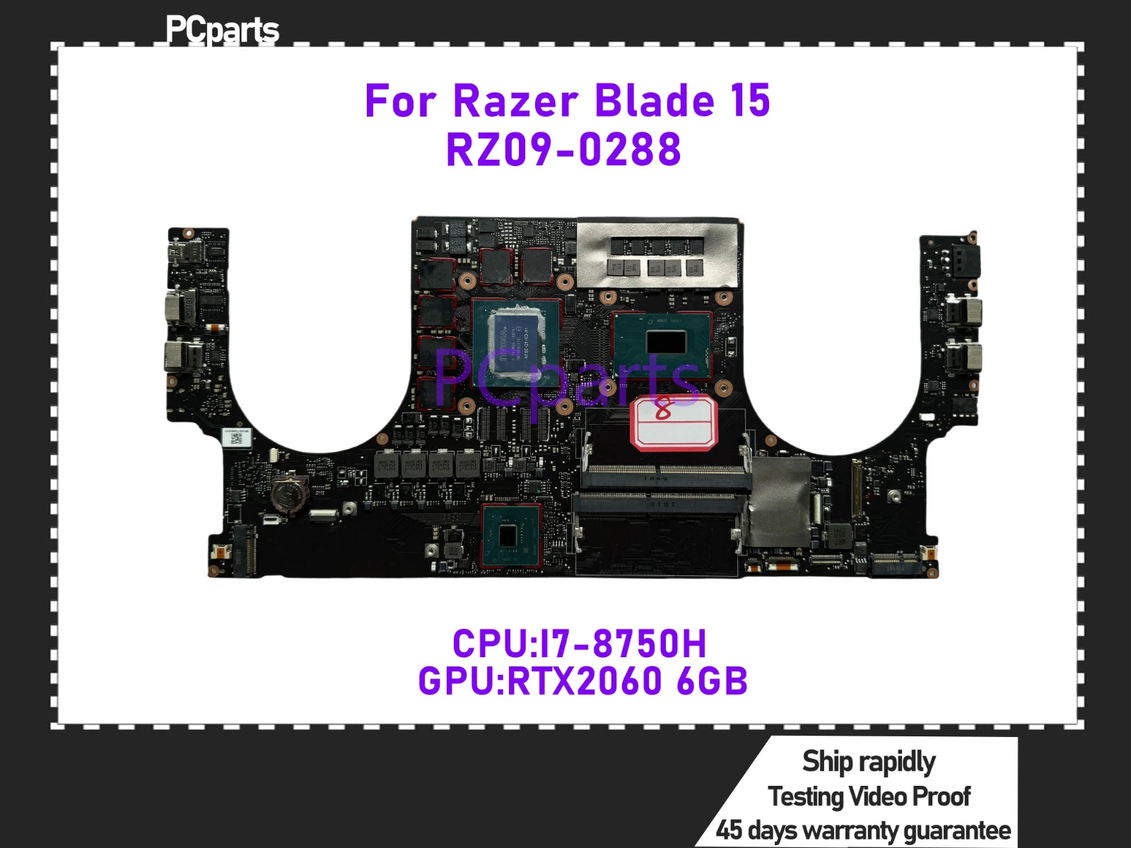 PCpartsOriginalRZ09-0288ForRazerBlade15EliteEdition20182019LaptopMotherboardI7-8750HRTX20606GBGPU100%Tested