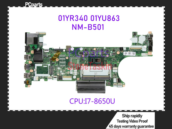 PCparts Refurbished 01YR340 01YU863 For Lenovo Thinkpad T480 Laptop Motherboard ET480 NM-B501 I7-8650U CPU DDR4 Mainboard MB