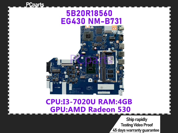 PCparts Refurbished 5B20R18560 For Lenovo Ideapad 330-14IKB Laptop Motherboard I3-7020U AMD Radeon530 4G EG430 NM-B731 Mainboard