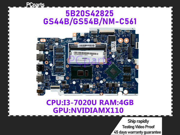 PCparts Refurbished 5B20S42825 For Lenovo Ideapad S145-14IKB V14-IKB Laptop Motherboard I3-7020U NVIDIA GeForce MX110 4G NM-C561