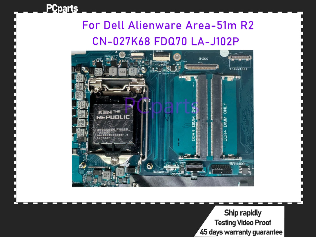 FDQ70 LA-J102P For DELL Alienware Area 51M R2 Laptop Motherboard CN FDQ70 LA-J102P For DELL Alienware Area 51M R2 Laptop Motherboard CN