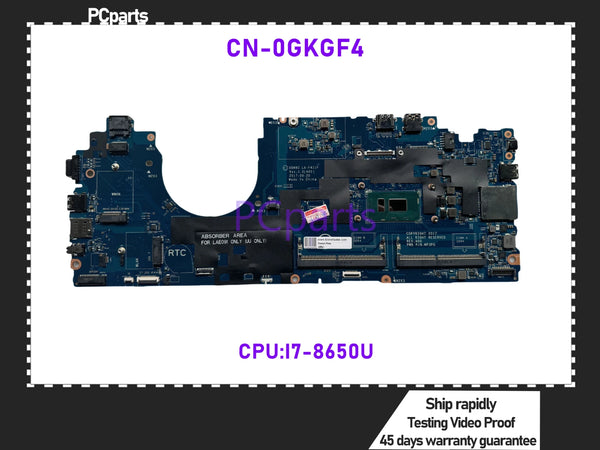 PCparts Refurbished CN-0GKGF4 For Dell Latitude 15 5590 Laptop Motherboard DDM80 LA-F411P I7-8650U CPU MB Mainboard 100% Tested