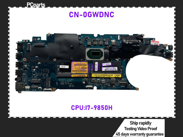 PCparts Refurbished CN-0GWDNC For Dell Latitude 5501 Laptop Motherboard EDC51 LA-H181P I7-9850H CPU MB Mainboard 100% Tested