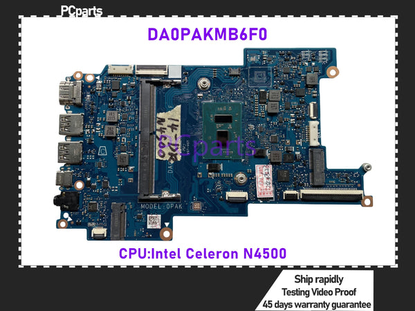 PCparts Refurbished DA0PAKMB6F0 For HP 14-d3000 Laptop Motherboard Intel Celeron N4500 CPU DDR4 Mainboard 100% Tested MB
