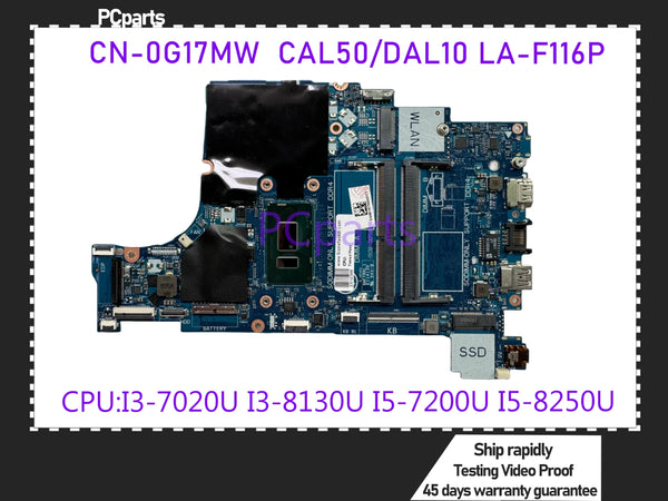 PCparts Refurbished LA-F116P For Dell Latitude 3490 3590 Laptop Motherboard CN-05NDV7 I3-7020U I3-8130U I5-7200U CPU 100% Tested