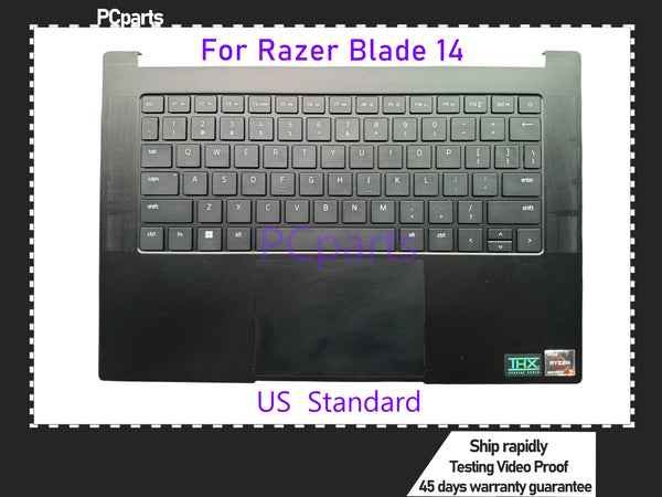 PCparts Refurbished US Keyboard For Razer Blade 14 2022 RZ09-0427 C-Cover Keyboard Plamrest Touchpad Power-on Board Cable Laptop