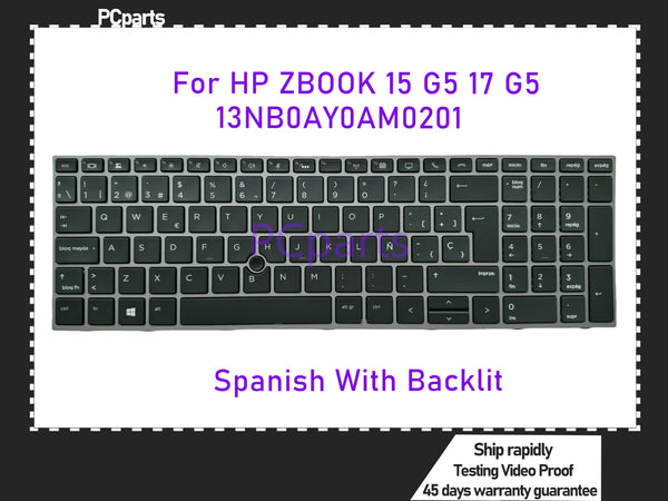 StoneTaskin Brand New Original PCparts Teclado Refurbished Latin Spanish L12764-161 For HP Zbook 15 G5 17 G5 Laptop Keyboard With Backlit and Fingerpoint 100% Tested Free Shipping