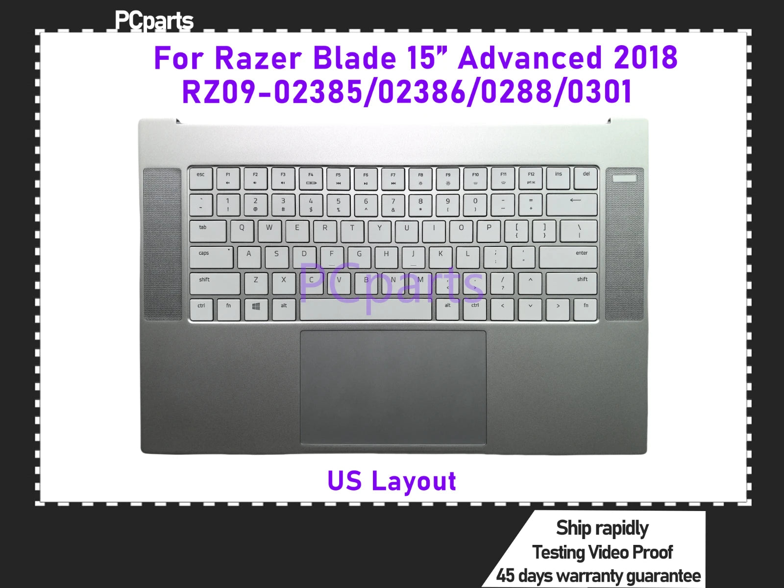 PCparts US Keyboard For Razer Blade 15 Advanced RZ09-02385/02386/0288 ...