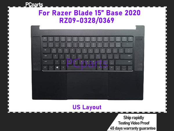 PCparts US Keyboard For Razer Blade 15 Base RZ09-0328/0369 C-Cover KB Plamrest Touchpad Power-on Board Keyboard Assembly