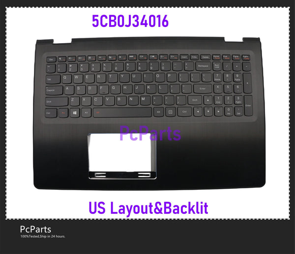 PCparts Used 5CB0J34016 For Lenovo Flex 3-1570 Flex3-1580 Yoga 500-15IBD Laptop Keyboard with Plamrest C cover Backlit 15 inches