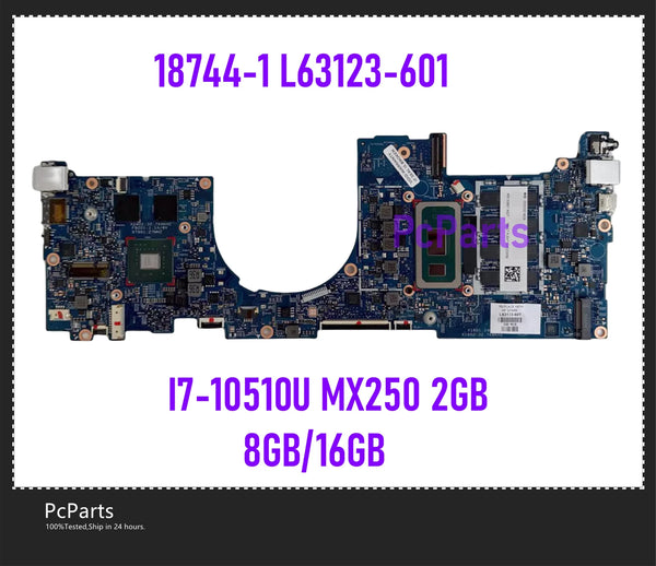 PcParts Genuine 18744-1 L63123-601 For HP Envy 13-AQ 13T-AQ Laptop Motherboard SRGKW I7-10510U 8GB/16GB MX250 2GB Mainboard