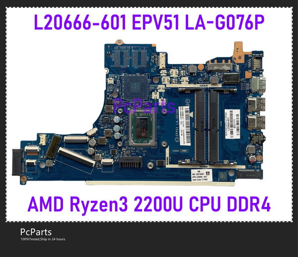 PcParts L20666-601 EPV51 LA-G076P For HP Pavilion 15-DB 15G-DX0003AX Laptop Motherboard AMD Ryzen3 2200U DDR4 100% Tested