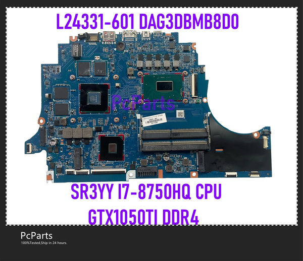 PcParts L24331-601 DAG3DBMB8D0 For HP Omen 15-DC Laptop Motherboard TPN-Q211 SR3YY I7-8750HQ CPU GTX1050TI DDR4 MB Tested