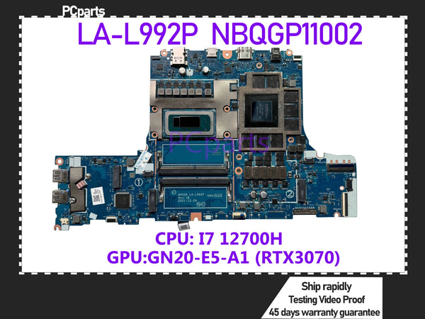 PcParts NBQGP11002 For Acer Predator Helios 300 PH317-56 Laptop Motherboard HH53A LA-L992P SRLD1 I7-12700H CPU Mainboard Tested