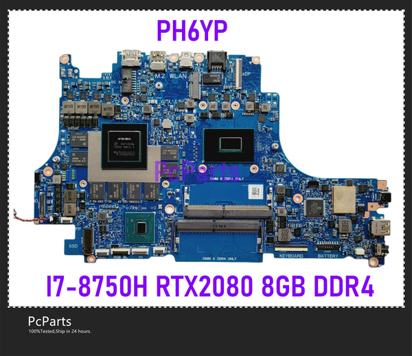 PcParts OEM PH6YP CN-0FH6YP For Dell G5 5590 G7 7590 Laptop Motherboard I7-8750H RTX2080 8GB DDR4 VULCAN15-N18P Mainboard