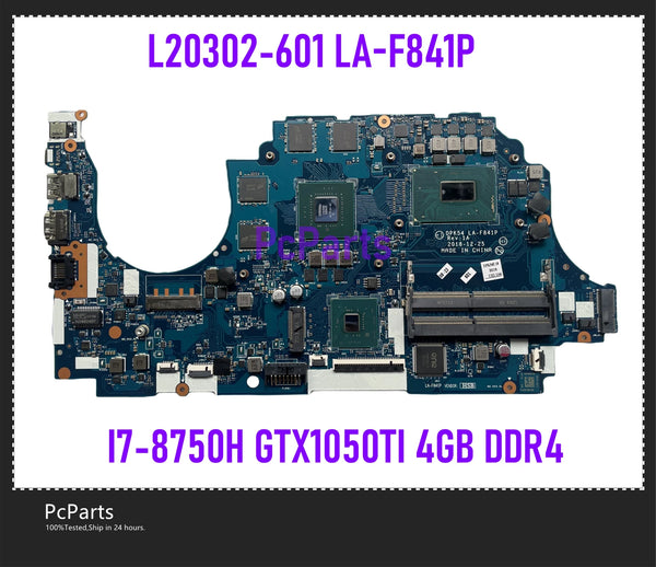 PcParts Original L20302-601 DPK54 LA-F841P For HP Pavilion Gaming 15-CX Laptop Motherboard I7-8750H CPU GTX1050TI 4GB GPU MB