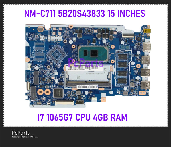 PcParts Refurbished For Lenovo S145-15IIL V15-IIL Laptop Motherboard SRG0N I7-1065G7 4G RAM NM-C711 5B20S43830 5B20S43833