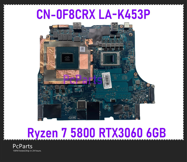 PcParts Used CN-0F8CRX For Dell Alienware M15 R5 AMD Laptop Gaming Motherboard LA-K453P Ryzen 7 5800 CPU RTX3060 6GB DDR4 MB