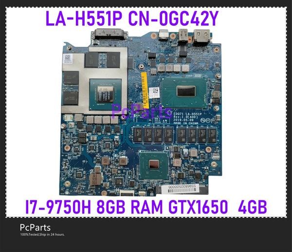 PcParts Used CN-0GC42Y LA-H551P For Dell Alienware M17 R2 Laptop Motherboard I7-9750H CPU GTX1650 4GB GPU 8GB RAM DDR4 GC42Y