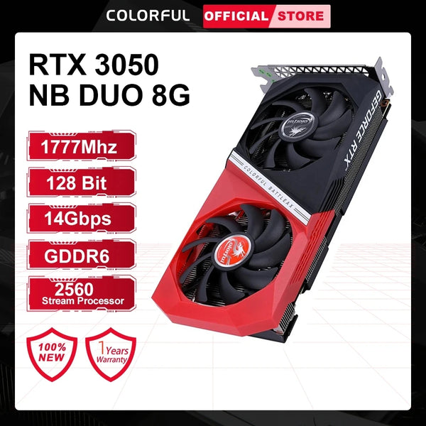 RTX 3050 Graphics Card Colorful iGame GeForce RTX 3050 8GB GDDR6 128 Bit 14 Gbps PCIE 4.0 Desktop Gaming Video Card NVIDIA GPU Original Brand New