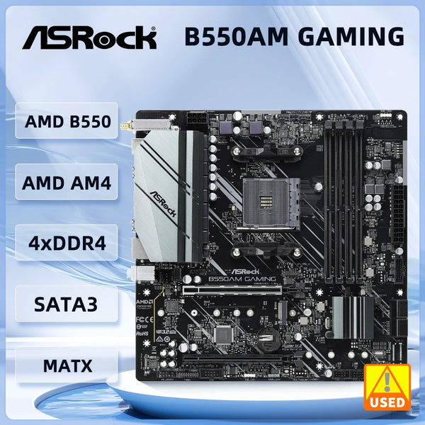 Asrock B550AM GAMING AMD Ryzen B550 Motherboard AM4 PCIe 4.0 RGB WiFi 6, DDR4, Dual M.2 Ryzen 5500 5600 5300G 3950 4700 5700 cpu Good Condition Fully Tested Free Shipping