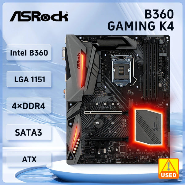 ASRock B360 GAMING K4 Motherboard  Intel B360 LGA 1151 DDR4 64GB support i7-8700 i5-9400F i5-8500 i3-8100 PCI-E 3.0 M.2 cpu ATX Good Condition Fully Tested Free Shipping