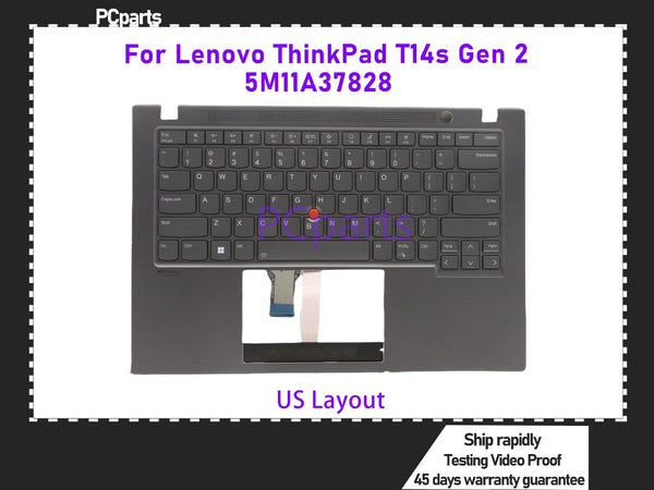 PCparts 5M11A37828 US Layout For Lenovo ThinkPad T14s Gen 2 Laptop C-cover With Keyboard Backlight 5M11A37830 5M11H02444 Grey