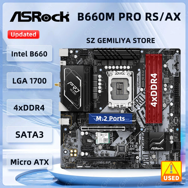 ASROCK B660M Motherboard B660M Pro RS/ax Motherboard LGA170 DDR4 128GB PCIe 4.0 M.2 Micro ATX support Core i9-14900 i3-14100 cpu Good Condition Fully Tested Free Shipping