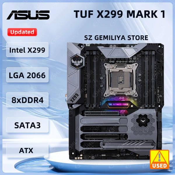 ASUS  X299 Motherboard TUF X299 Mark 1 Motherboard LGA 2066 DDR4 PCIe 3.0 M.2 support I7-9800 i9-7940 I9-9920 i7-7740 I9-10980 Good Condition Fully Tested Free Shipping